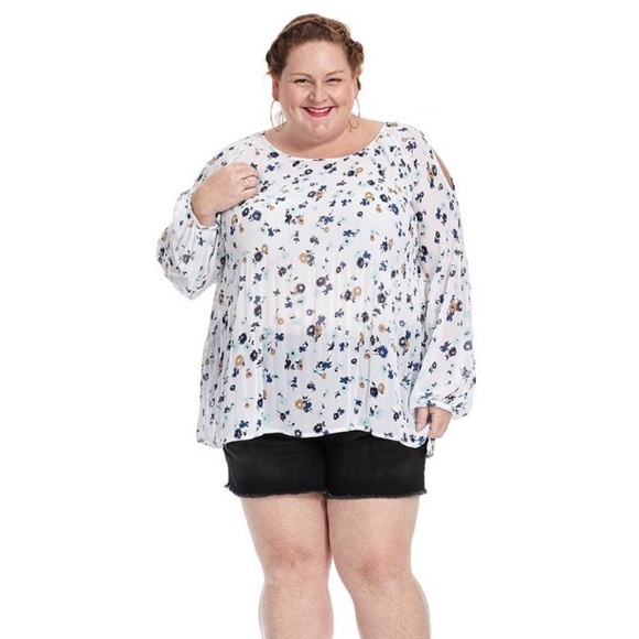 MICHEL STUDIO SHEER BLOUSE FLORAL 16 BOHO - Picture 9 of 9